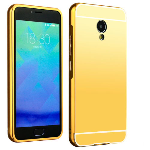 фото Чехол-бампер mypads для samsung galaxy a9 pro c алюминиевым металлическим бампером и поликарбонатной накладкой золотой
