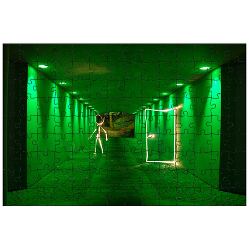 фото Магнитный пазл 27x18см."зеленый, фонарик, выход" на холодильник lotsprints