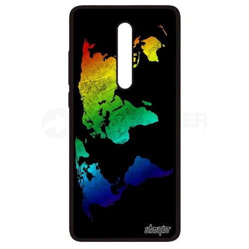 фото Противоударный чехол на смартфон // xiaomi redmi k20 // "карта мира" материк страна, utaupia, черный