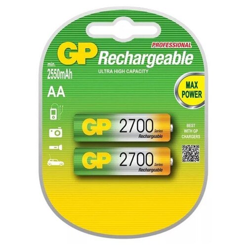 фото Аккумуляторы gp rechargeable 2700 mah nimh aa 1,2v (2 шт)