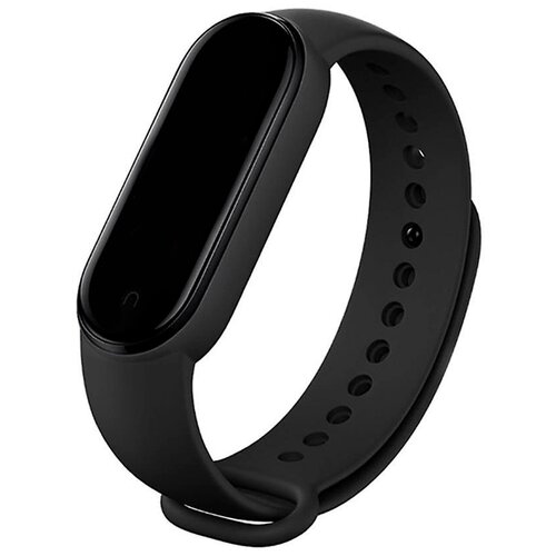 фото Ремешок для фитнес браслета xiaomi mi band 5 и mi band 6 / сменный браслет для умных смарт часов сяоми ми бэнд 5 и ми бэнд 6 / силиконовый ремешок на часы премиум качества (черный)