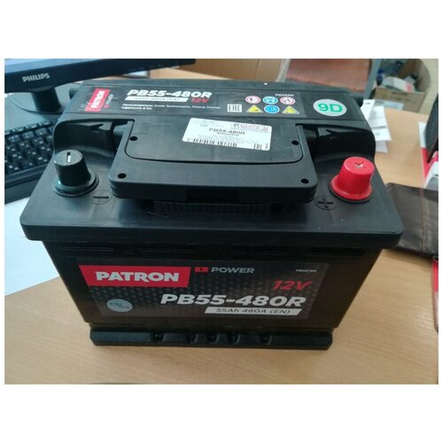 фото Аккумулятор patron power 12v 55ah 480a etn 0(r+) b13 242x175x190mm 13,1kg