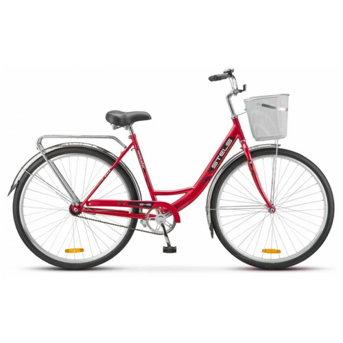 фото Городской велосипед stels navigator 345 28 z010 с корзиной (2018) красный 20" (требует финальной сборки)
