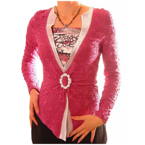 фото Блуза thedistinctive, нарядный стиль, прилегающий силуэт, длинный рукав, размер m, розовый