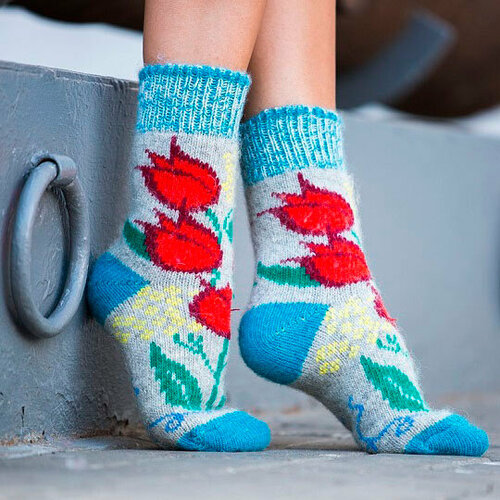 фото Носки бабушкины носки, размер 38-40, белый, бирюзовый, красный, голубой