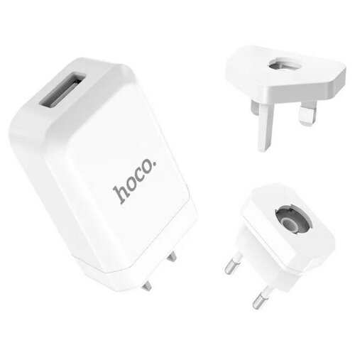 фото Сзу hoco c45 cool rotary single usb 2.4 a набор (us / eu / uk) белый