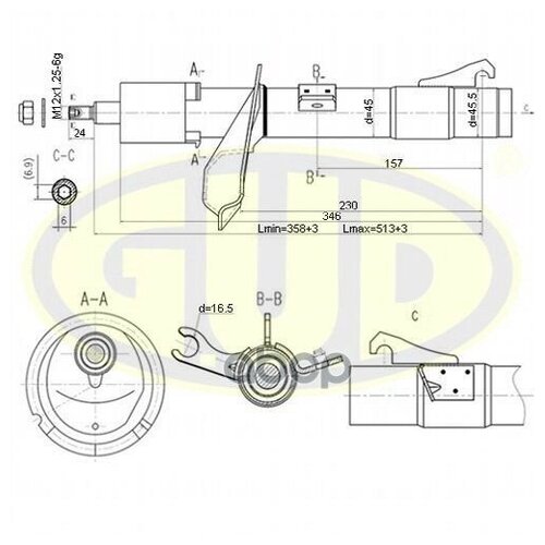 фото Амортизатор | перед лев| g. u. d арт. gsa333710 g.u.d.