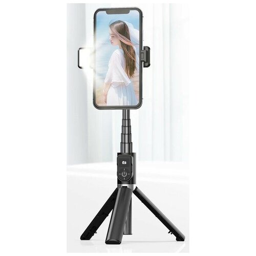 фото Монопод totu jane series-folding selfie stick tripod - с подсветкой (fgss-003) чёрный