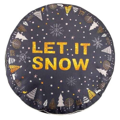 фото Чехол для пуфика этель "let it snow", d=60 см, рогожка, 100% п/э 4616721