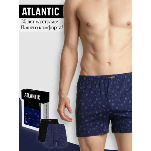 фото Трусы atlantic, 2 шт., размер xl, синий, черный