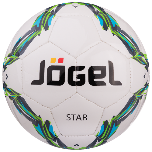 фото Футбольный мяч jogel star белый/голубой/зеленый 4