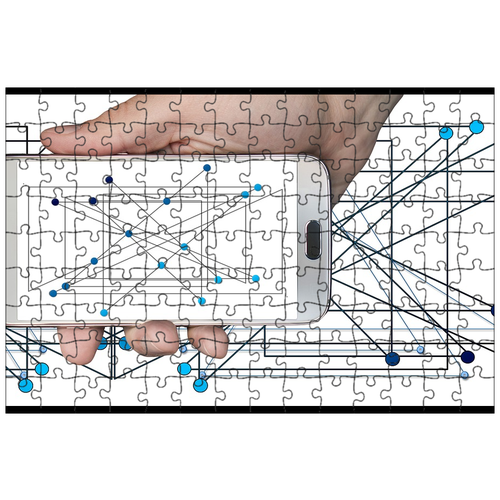 фото Магнитный пазл 27x18см."мобильный, смартфон, app" на холодильник lotsprints