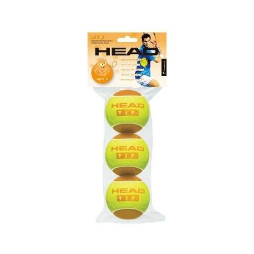 фото Мяч head теннисный head t.i.p orange (для детей) 3 шт, -, желтый, любительский, клееный