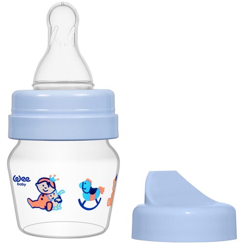 фото Weebaby мини- набор бутылочка + поильник, 30 мл с рожд синий wee baby