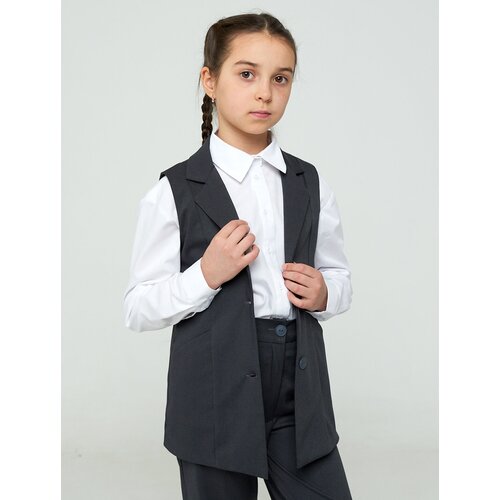 фото Школьный жилет для девочек irina egorova, карманы, размер 140, серый