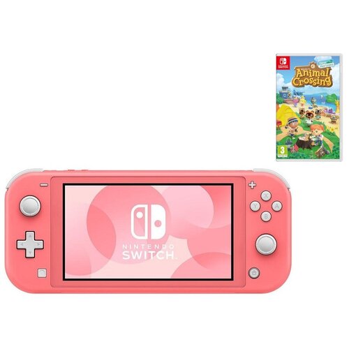 фото Игровая приставка nintendo switch lite coral pink +animal cr