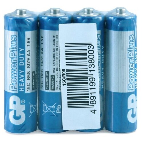 Батарейка GP PowerPlus AA R6, 4 шт. батарейка aa солевая mirex r6 в блистере 4 шт