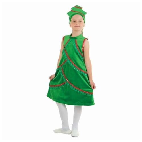 фото Карнавальный костюм "ёлочка плюшевая", платье со стойкой, кокошник, р-р 28, рост 104 см mikimarket