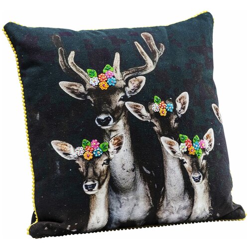 фото Kare design подушка deer sisters, коллекция "две оленихи" 45*45*5, хлопок, полиэстер, черный