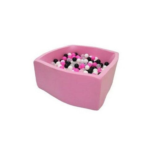 фото Сухой бассейн "квадро. розовая пантера", розовый, 40 см + 200 шариков (розовый, белый, черный, прозрачный) hotenok