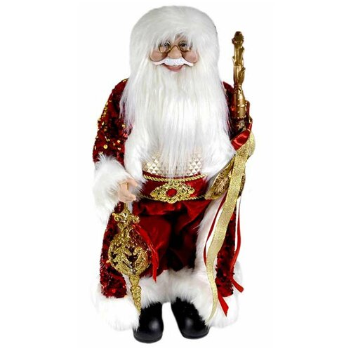 фото Фигурка дед мороз с подарком и посохом красный костюм 45см osa toys