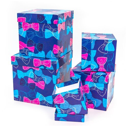 фото Набор коробок куб, галстук-бабочка, синий, 17*17*17 см, 5 шт. дон баллон