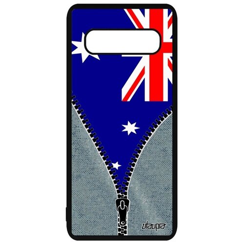 фото Модный чехол на мобильный // galaxy s10 plus // "флаг австралии на молнии" путешествие туризм, utaupia, серый
