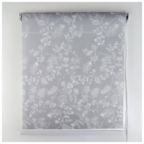 фото Штора рулонная 3d принт «цветенье», 60×200 см (с учётом креплений 3,5 см), цвет серый mikimarket
