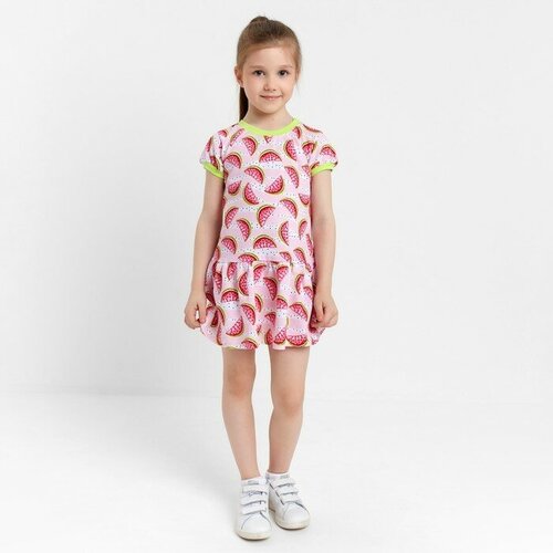 фото Платье для девочки, цвет розовый/арбузы, рост 116 см юниор текстиль