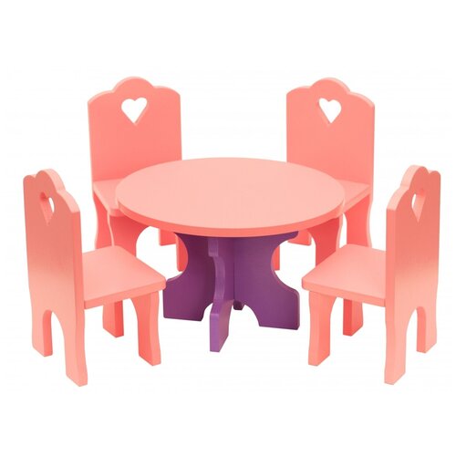 фото Набор кукольной мебели краснокамская игрушка км-03 столик с четырьмя стульчиками