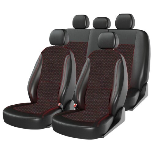 фото Чехлы на сиденье atom comfort, красно-черные carfashion 10806