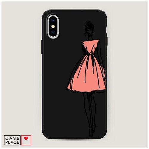 фото Чехол силиконовый матовый iphone xs max (10s max) эскиз девушка в платье case place