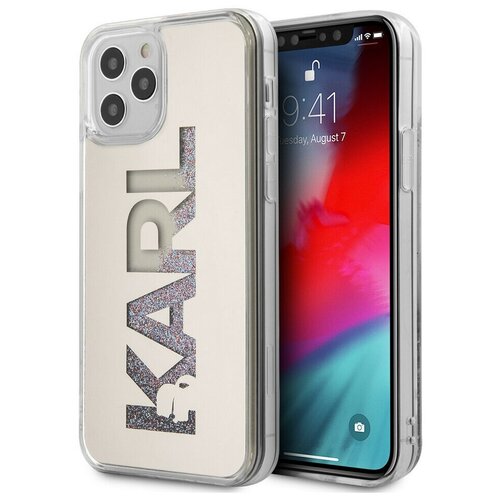 фото Чехол cg mobile karl lagerfeld liquid glitter karl logo hard для iphone 12 pro max, цвет серебристый (klhcp12lklmlgr) klhcp12lklmlgr