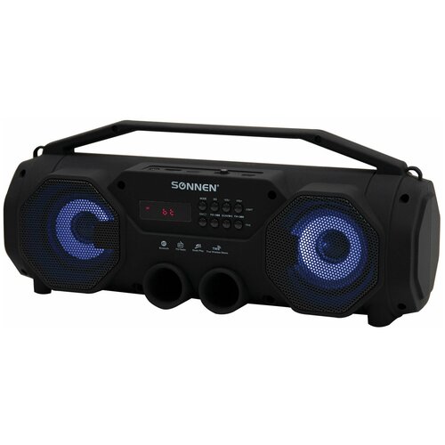 фото Колонка портативная sonnen b306, 12 вт, bluetooth, fm-тюнер, microsd, mp3-плеер, черная, 513479