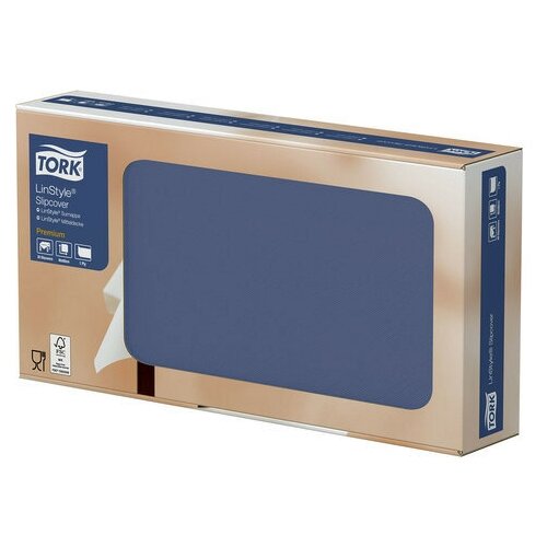 фото Скатерти бумажные нетканые одноразовые tork "linstyle premium", 20 шт., 80х80 см, темно-синие, 474740