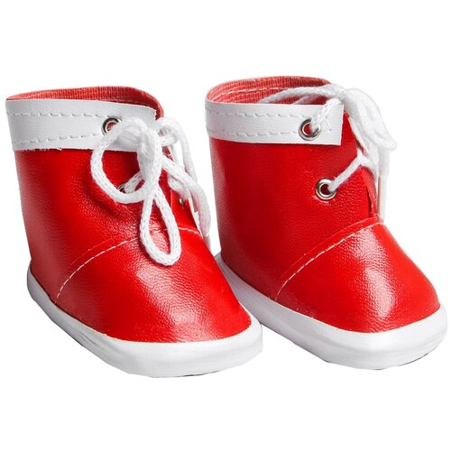 фото Ботинки для куклы "завязки", длина подошвы: 7.6 см, 1 пара, цвет красный сима-ленд