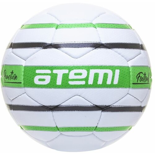 фото Мяч футбольный atemi reaction, pu, 1.4мм, белый/зеленый/черный, р.3, р/ш, 32 п, окруж 60-61
