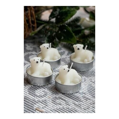 фото Набор фигурных свечей белый мишка, 4х4.5 см (упаковка 4 шт.), koopman international e15404181