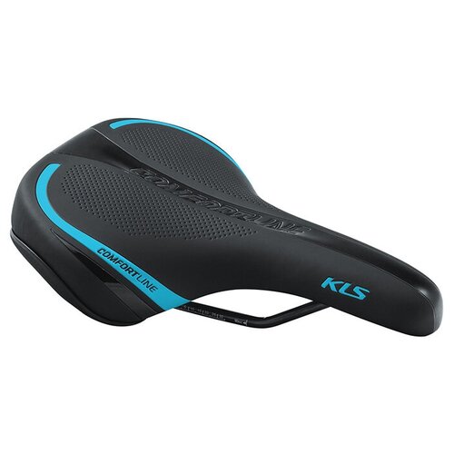 фото Велосипедное седло kellys comfortline, 262х191мм, цвет: чёрное с синей полоской