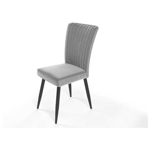 фото Evita/стул мадрид тк.серая,ноги чёрные/ стул/ стул для кухни/стул для гостиной/стул для детской/велюр/серый/ноги металл