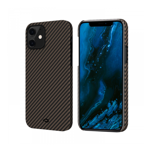 фото Чехол pitaka magez case для iphone 12 mini 5.4″, черно-коричневый, кевлар (арамид)