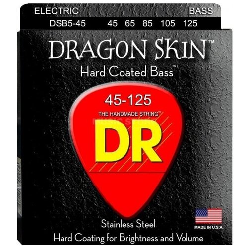 фото Струны для 5-ти струнной бас гитары dr string dsb5-45 dragon skin