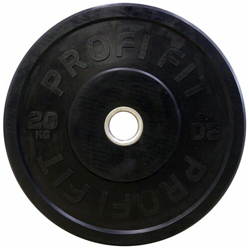 фото Диск для штанги каучуковый, черный d-51 (20 кг), profi-fit