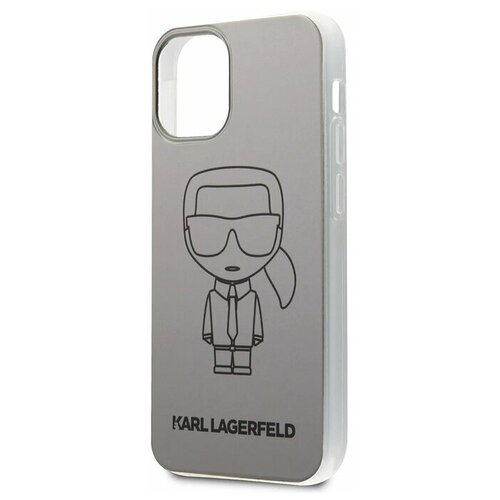 фото Lagerfeld для iphone 12 mini (5.4) чехол pc/tpu ikonik outlines metallic eff hard silver karl lagerfeld