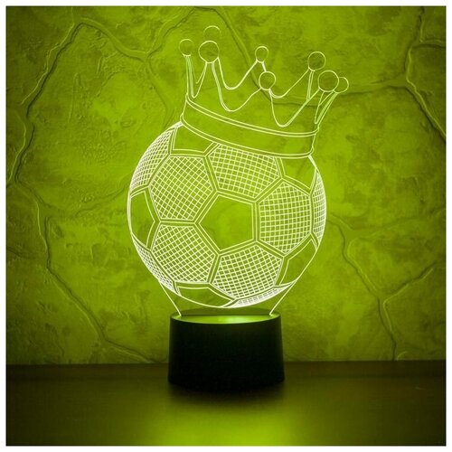 фото Ночник детский 3d светильник футбольный мяч с короной art-lamps