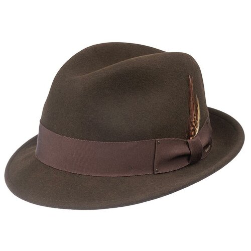 фото Шляпа трилби bailey, шерсть, подкладка, размер 57, коричневый