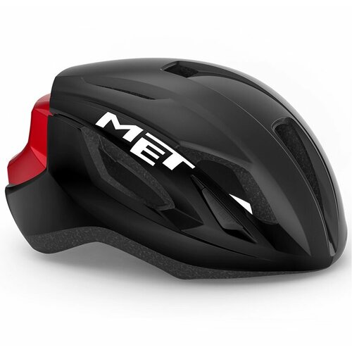фото Велошлем met strale road cycling helmet 2022 (3hm107), цвет чёрный/красный, размер шлема s (52-56 см)