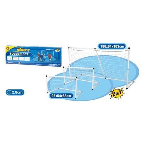 фото Игровой набор junfa ворота футбольные 2 в 1 с мячом (wa-16378) белый junfa toys