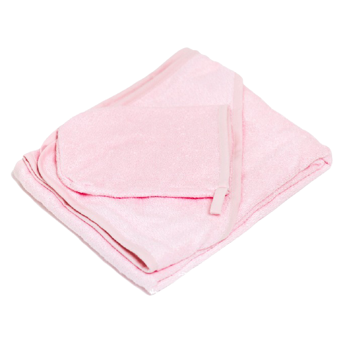 фото Italbaby комплект полотенце-уголок + варежка банное 100х100 см розовый