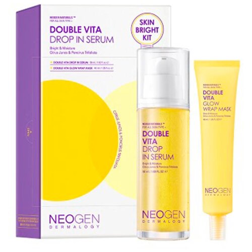 фото Набор для осветления кожи neogen double vita drop in serum skin bright kit (сыворотка + маска-пленка), 50+40 ml